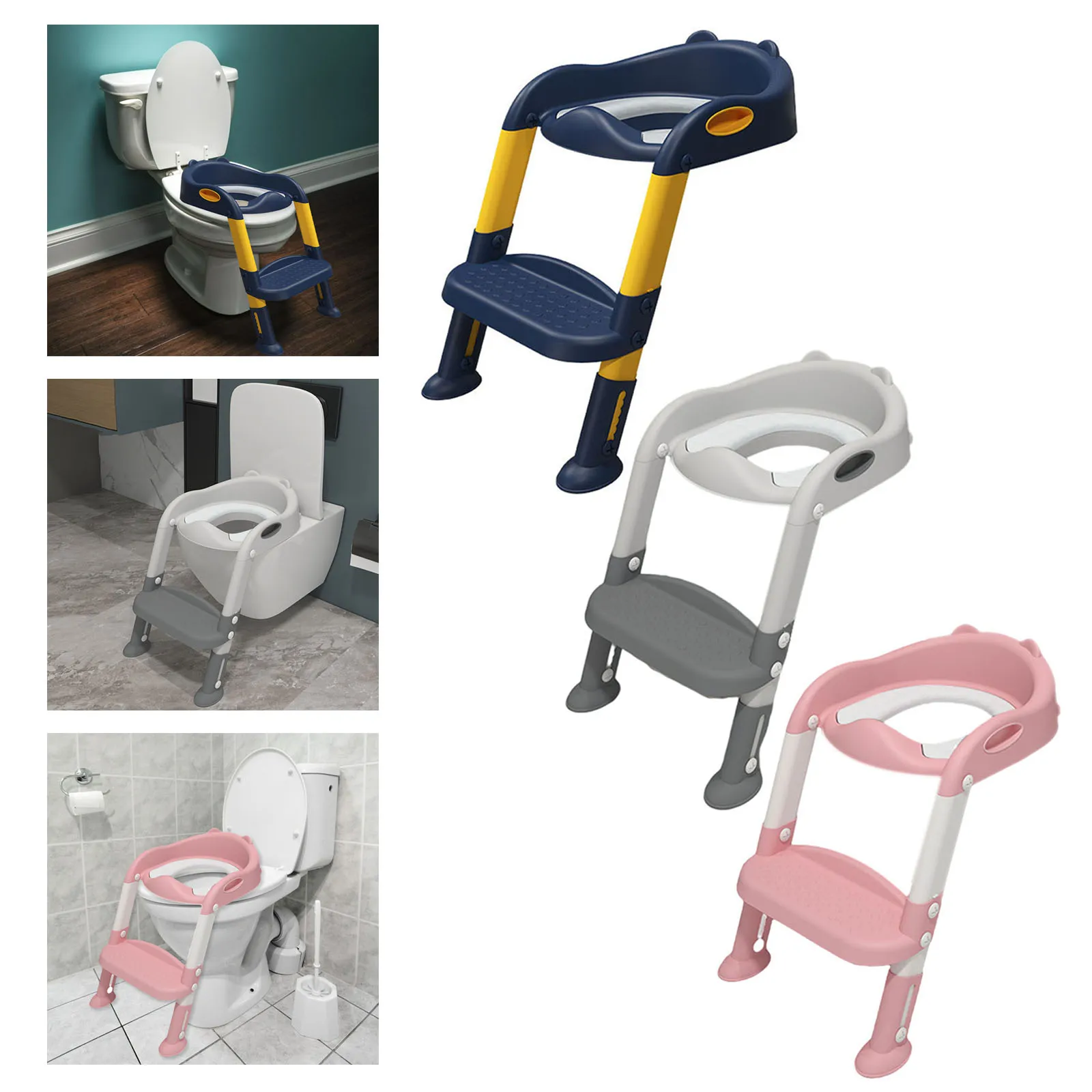 Children Toilet Seat with Handle Collapsible Potty Chair for Toilet Training