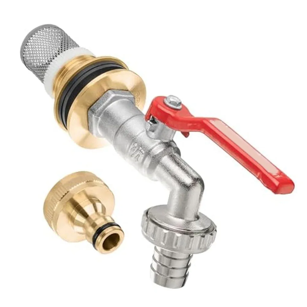 3/4inch Brass Water Butt Tap + Ball Outlet Valve Quick Coupling Suction With A G 3/4inch Input Connection G 1inch Output Connect