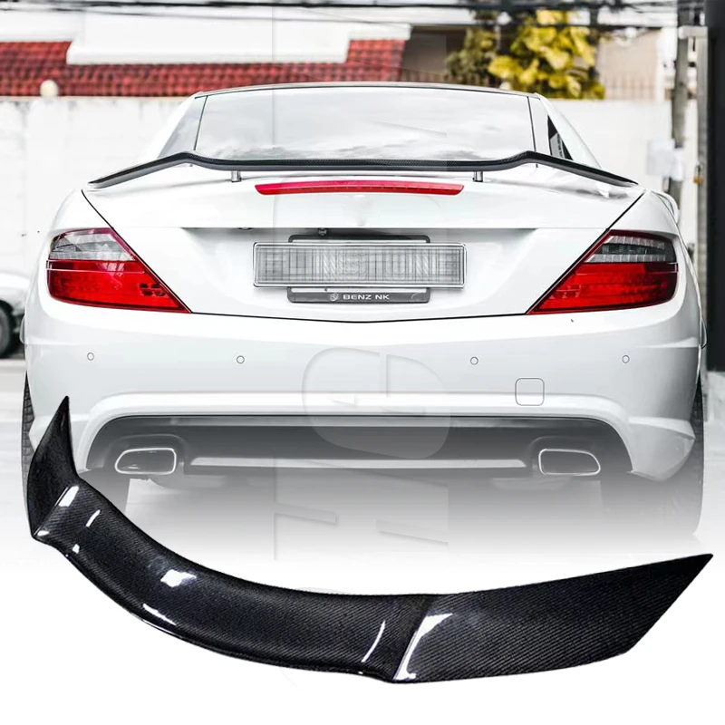 For Mercedes Benz SLK 200 250 280 300 350 100%Real Carbon  Gloss Black Fiberhighquality ABS Rear Spoiler Trunk Lid GT Style