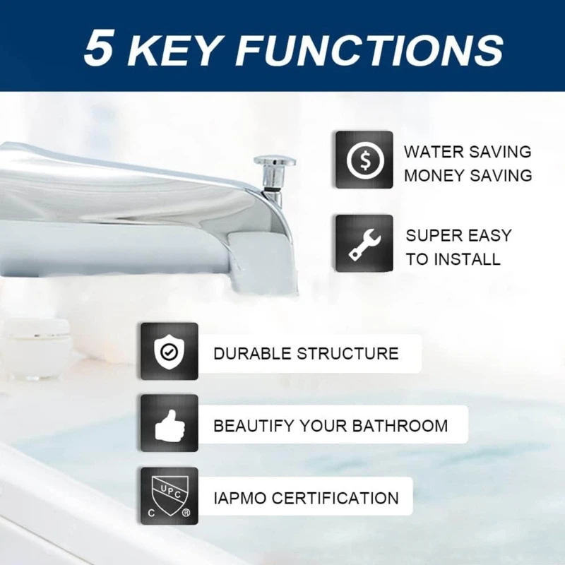Desviador bañera funcional Fácil control del agua Instalación oculta Desviador bañera Accesorios baño versátiles y