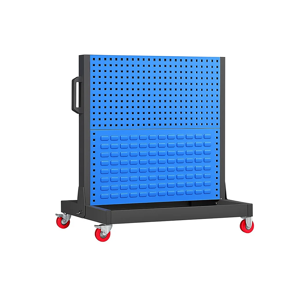 Galvanized Steel Pegboard Storage Rack Floor Stand For Tools And Accessories