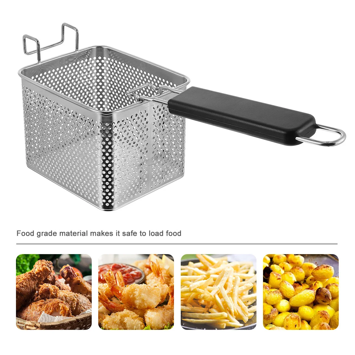 

Stainless Steel Fry Baskets Heavy Duty Deep Fryer Strainer Food Presentation Basket Wall Mounted Cooking Tool Kitchen
