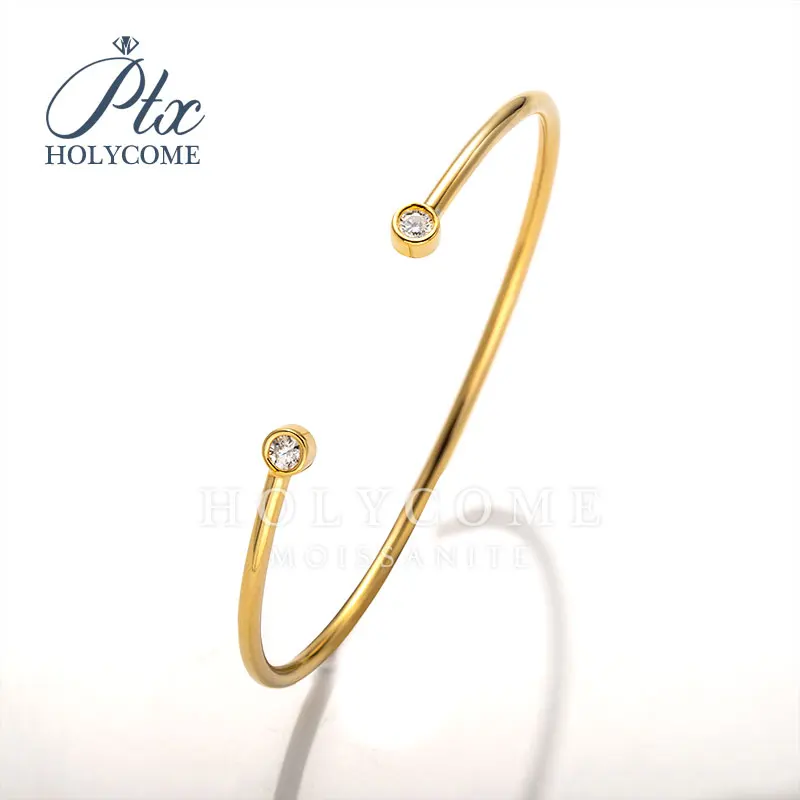 

Holycome Moissanite Diamond Bracelet Silver Plated 18k Gold Bangle Classic Bracelets Luxury Jewelry for Women