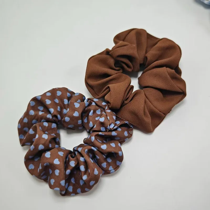Seiden-Elastikband Vintage Blumen-Haargummis für Frauen Mittlere Größe Landhausstil mit Fixierkante Haarbänder Scrunchie-Set – Detail 4