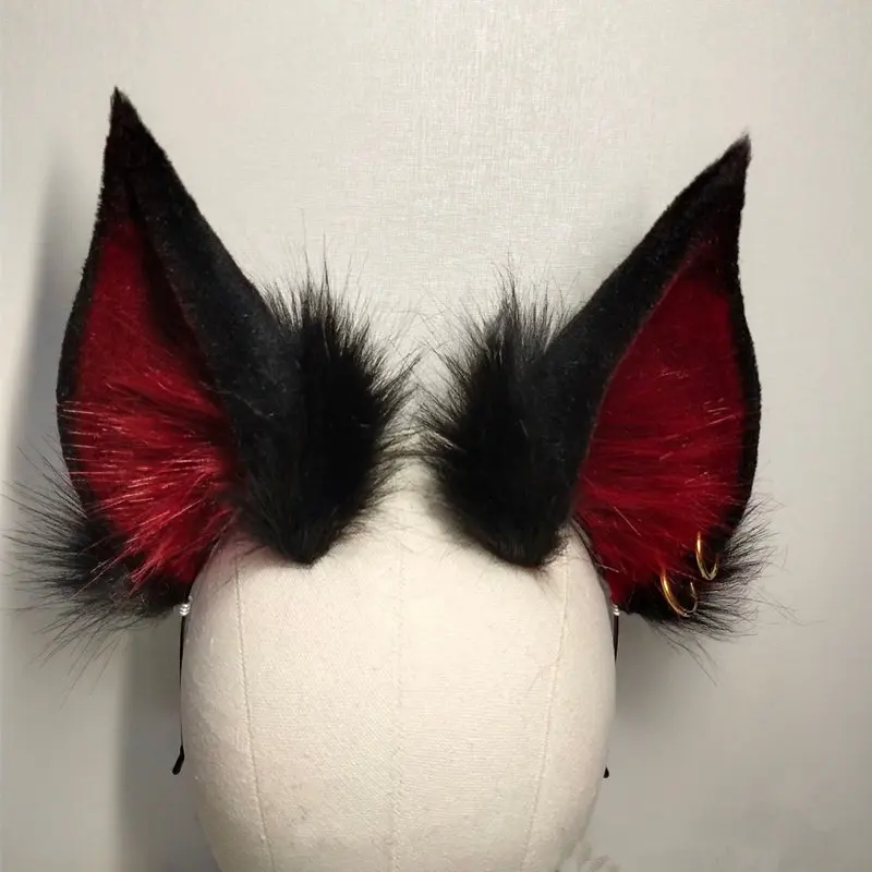 

Handmade Lovely Faux Fur Wolf Ears Headband Realistic Furry Fluffy Animal Hair Hoop Lolita Anime Masquerade Cosplay Costume