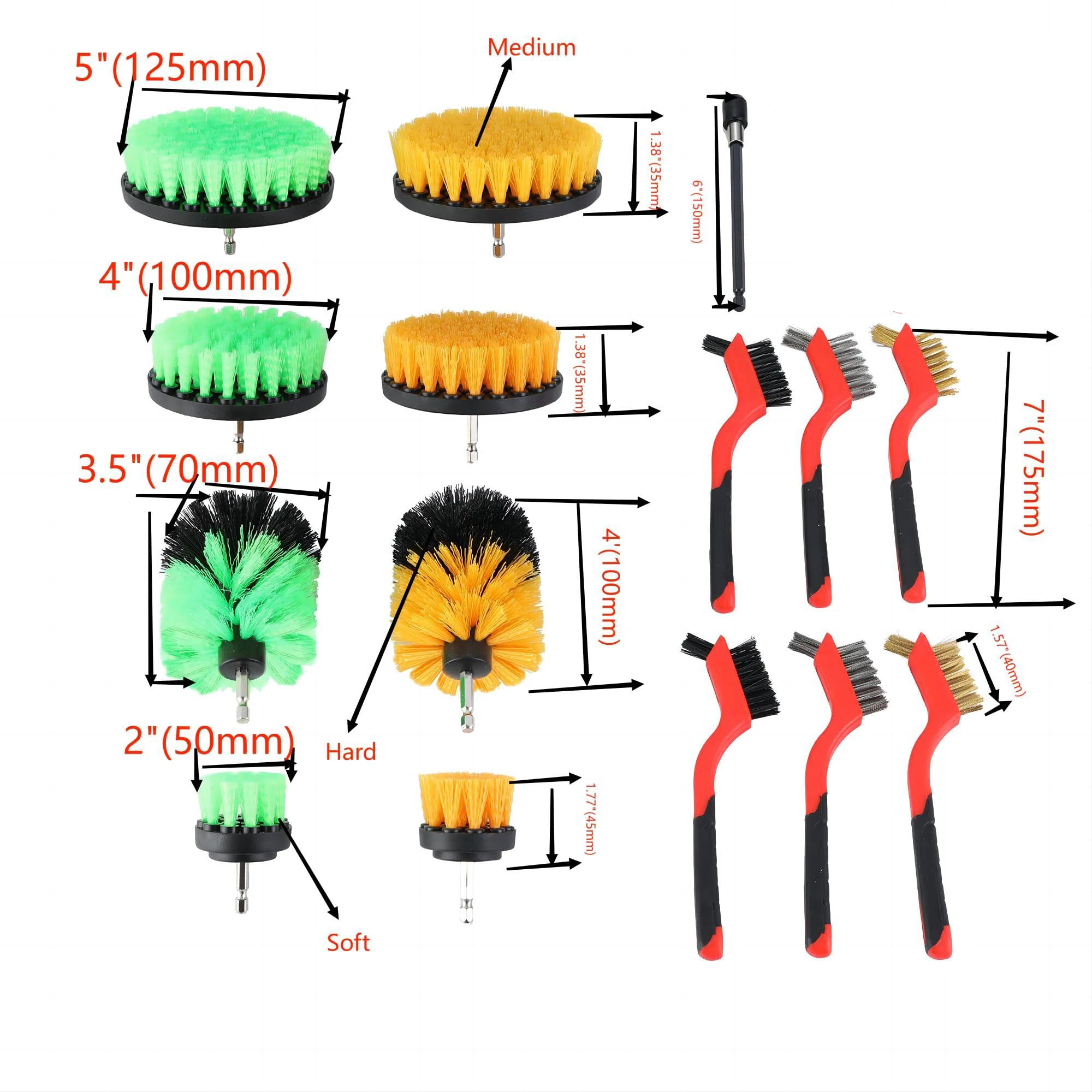 15 Pcs Drill Scrubber Cleaning Brush and Wire Brush for Cleaning Floor Tub Shower Tile Blinds Sills Car Vents Sinks Faucets