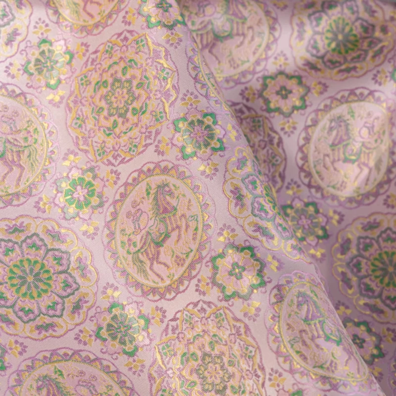 

1 метр новой китайской ткани из глянцевого жаккардового атласа брокад с узором, розовый, для пошива ханьфу, жилетов, пальто, модный текстиль