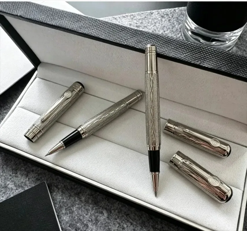 2026-new-luxury-m-ballpoint-pen-metal-texture-antique-silver-mirror-finish-pen-casing-pen-case-not-included