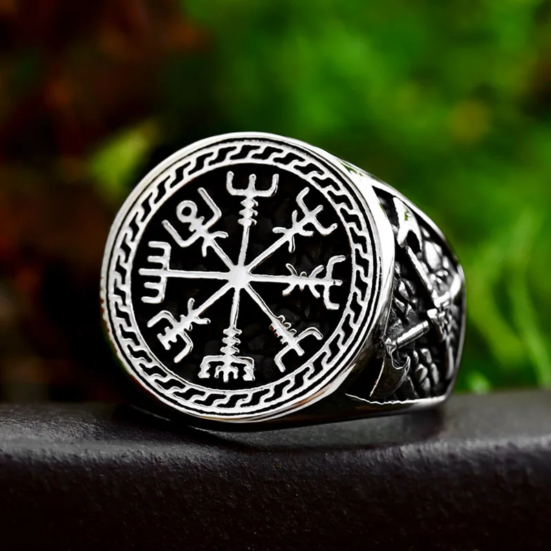 steel soldier charm norse viking rune ring stainless steel engagement and wedding ring set biker ring men for Skandinavia