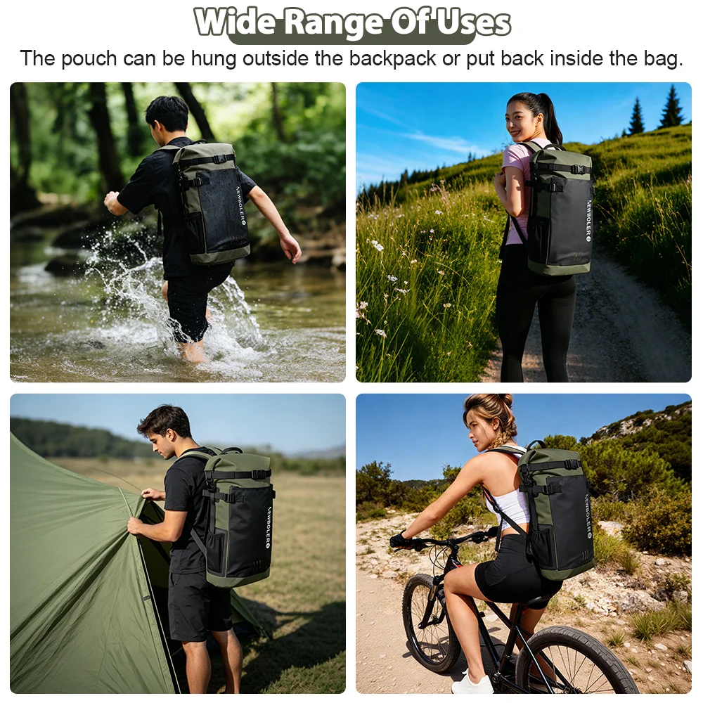 Schwimm-PVC-Packtasche, wasserdichter Rucksack für Damen und Herren, 35L, Schultertasche für Kajak, Trekking, Rafting, Surfen, Bootfahren – Detail 4