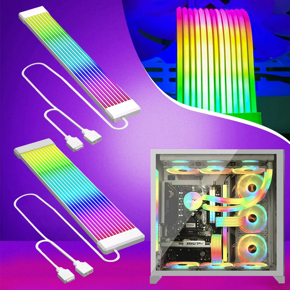 

5 В 3-контактный RGB светодиодный светильник 8/24-контактный удлинительный кабель питания материнской платы Гибкая светодиодная лента DIY Kit для корпуса ПК