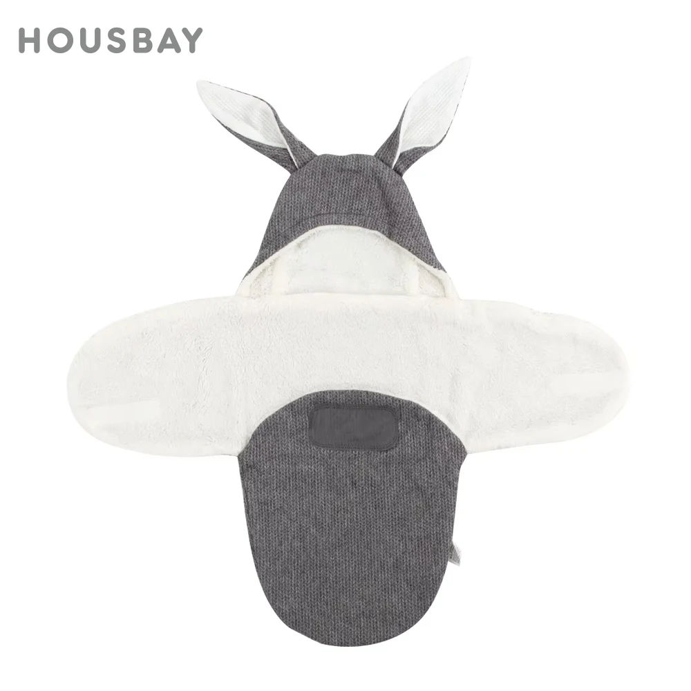 

Baby Ear-Hanging Rabbit Plush Swaddling Clothes 3-Meter Split Style Knitted On The Outside And 100% Cotton Soft Sleeping Bag