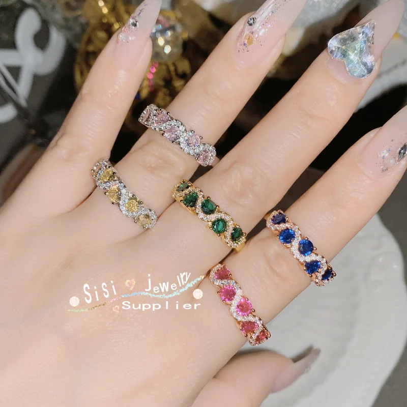 

ML-YSS Moissanite Style SIsi Simple Vintage Niche Royalty High Feeling Micropavé Zirconia Emerald Ring