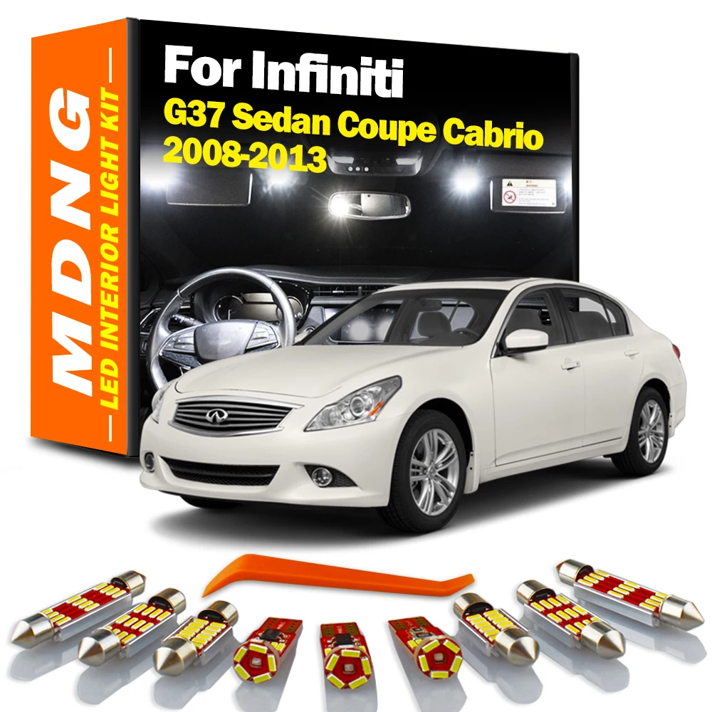 MDNG Canbus For Infiniti G37 Sedan Coupe Cabrio 2008-2010 2011 2012 2013 Vehicle LED Interior Map Dome Light Kit Car Accessories