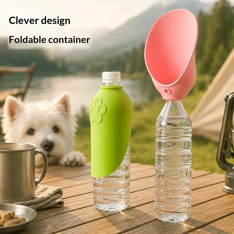 Pet Water Dispenser Foldable Silicone Dog Water Bowl Portable Pet Drinking Cup Universal Bottle Mouth Outdoor Dog Water Feeder