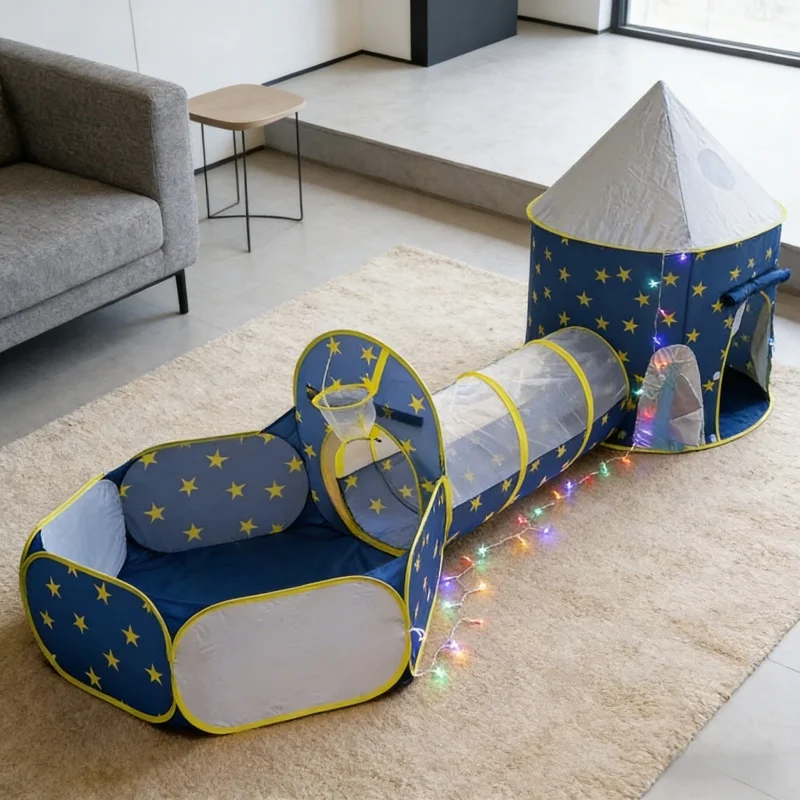 3-in-1 baby binnen oceaanballen droog zwembad kinderen ruimtecapsule speelgoed tenten tunnel peuter speeltuin opvouwbare speelbox cadeau