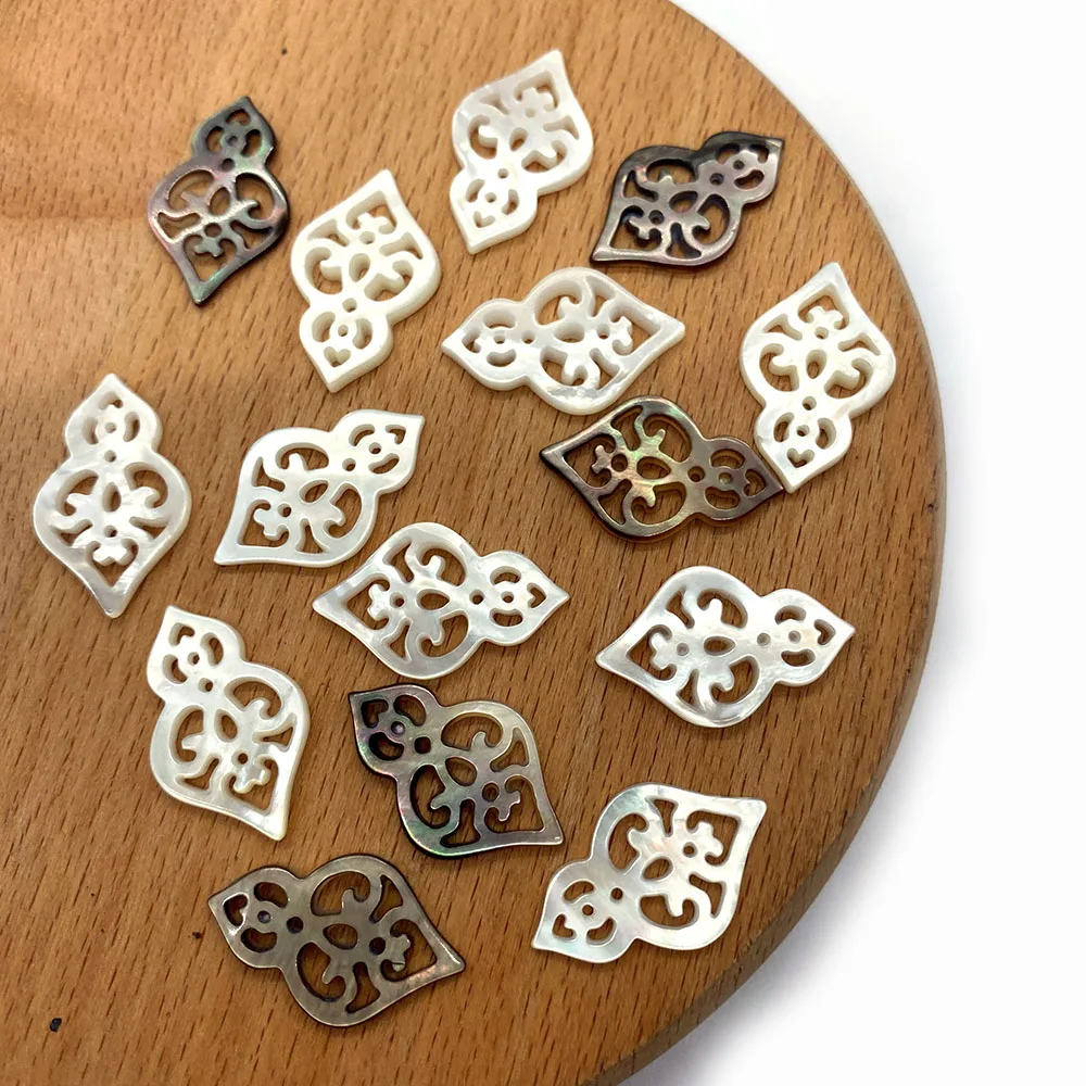 Natural Mother-of-pearl Shell Pendant Carved Crafts Gourd Shape Hollow Handmade Charm for DIY Jewelry Making Necklace Bracelet