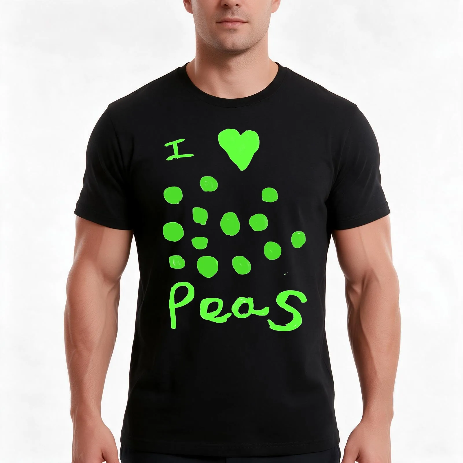 I love peas T-Shirt, Summer Casual Cotton Tee, Oversized Streetwear Tops, Vintage Graphic Print, Loose Fit Short Sleeve