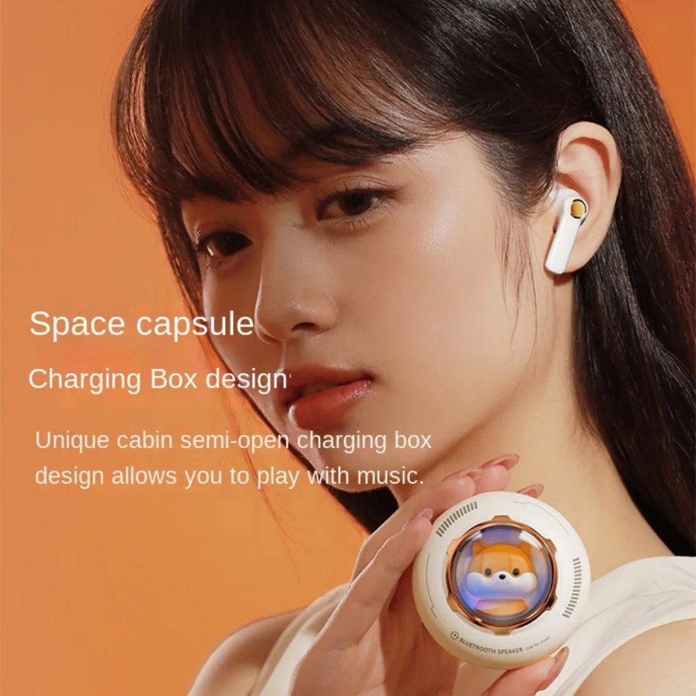 

Wireless Bluetooth Headset Long Life Cute cartoon semi-in-ear space capsule Bluetooth Headset girl gift