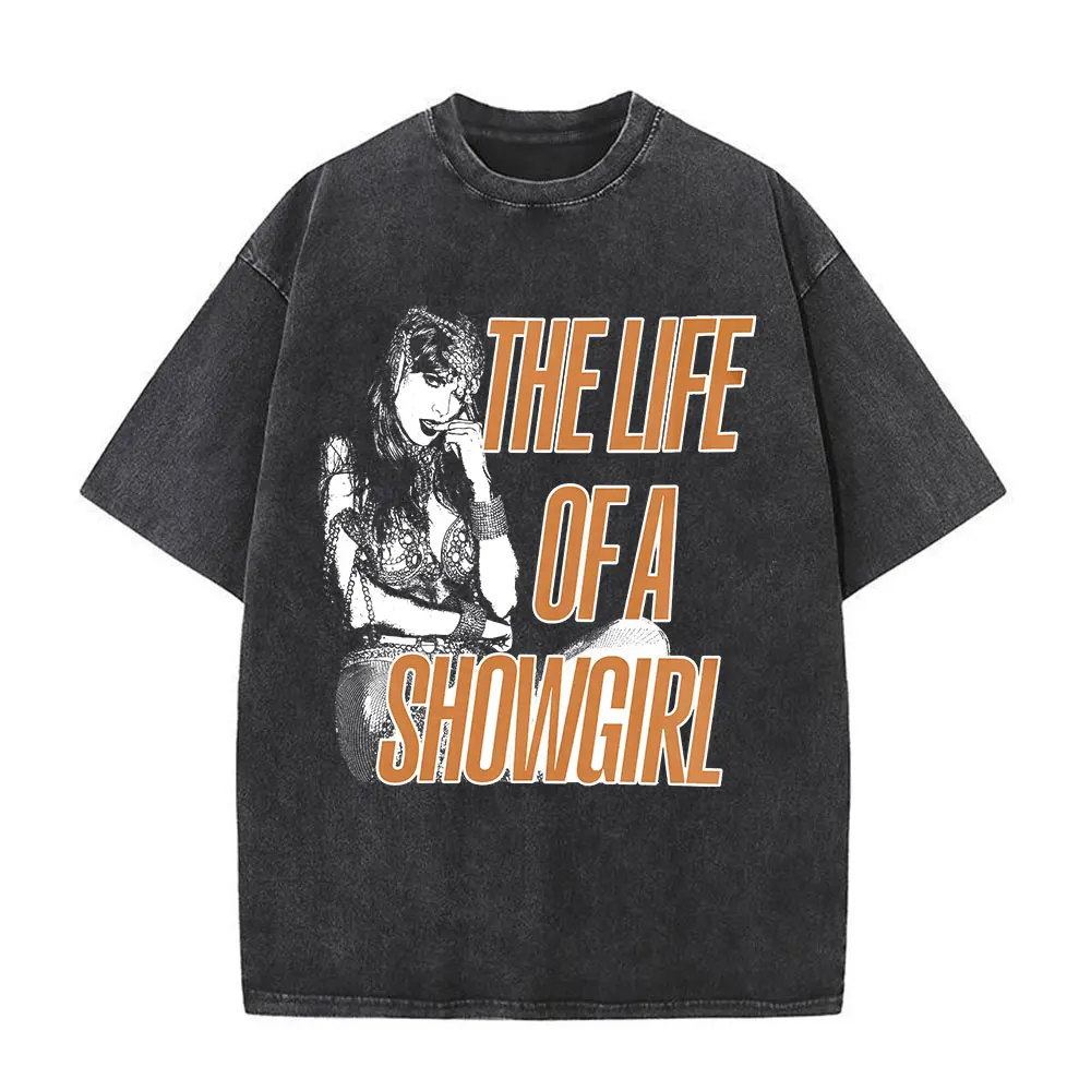 حياة فتاة الإستعراض الجرافيك تي شيرت الرجال النساء الملابس خمر غسلها تي شيرت القطن عادية المتضخم قصيرة الأكمام تي شيرت