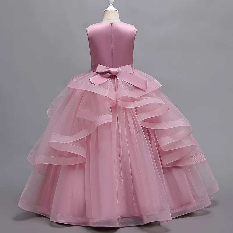 Girls 2026 Party Bridesmaid Gala Wedding Prom Dresses Communion Christening Women 5 7 9 11 14 Years Old White Pink Long Costumes
