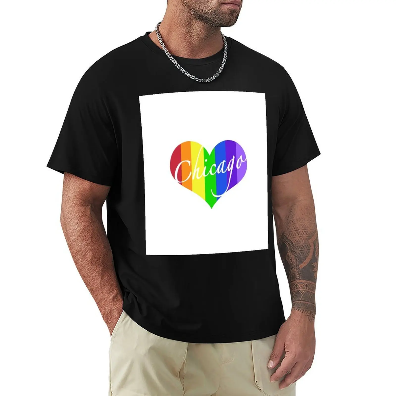 

Chicago Rainbow Heart T-Shirt oversized t shirt custom t-shirts designer shirts t shirts for men graphic