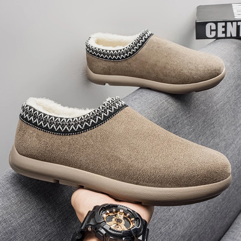 Новинка 2024 года, зимние мужские хлопковые тапочки