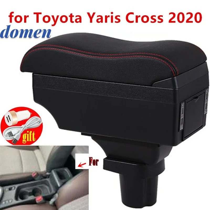 

For Toyota Yaris Cross Armrest box 2020 2021 2022 Interior Parts Retrofit Car Armrest Center Storage box with USB LED light