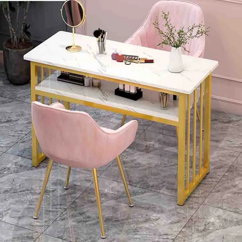 

Organizer Chair Nail Table Desk Tech Gold Shelf White Nail Table Nordic Light Luxury Tavolo Unghie Professionale Furniture