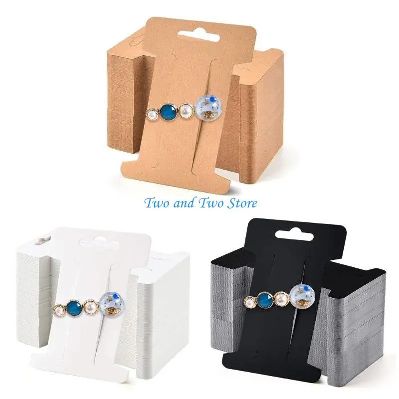 

HX6F Bundle of 100 Hairpin Tags Blank Hairpins Labels Versatile Headband Card Stylish Hairclip Display Cards for Retail Store