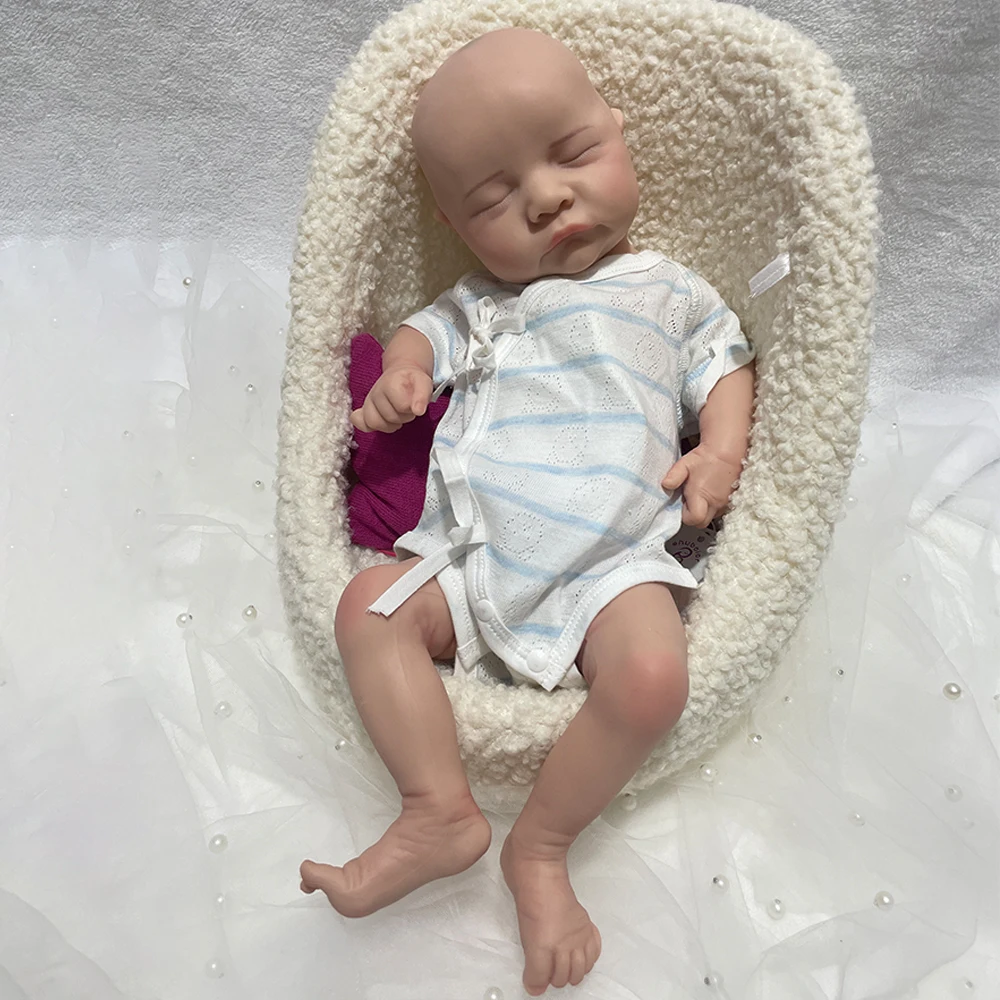 DIY Full Body Soild Silicone Reborn Baby Doll 18 Inch Boy Soft Cuddly Realistic Newborn Baby Doll For Collector Toys Gift