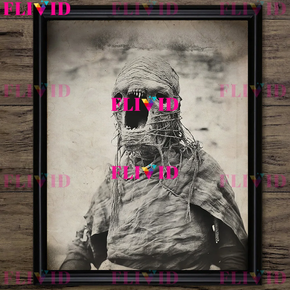 Wicker Mummy,Ghoul,Bee Man,Victorian Freak Show Photograph Retro Wall Art Canvas Print,Antique Monster Photo Art Poster Print