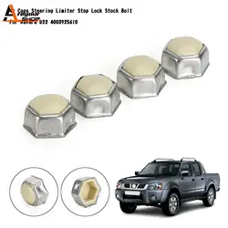 Areyourshop 4x tapas limitador de dirección parada bloqueo Stock Bolt Metal plateado para Nissan Navara D22 400392S610 NCAPR20 piezas de automóviles