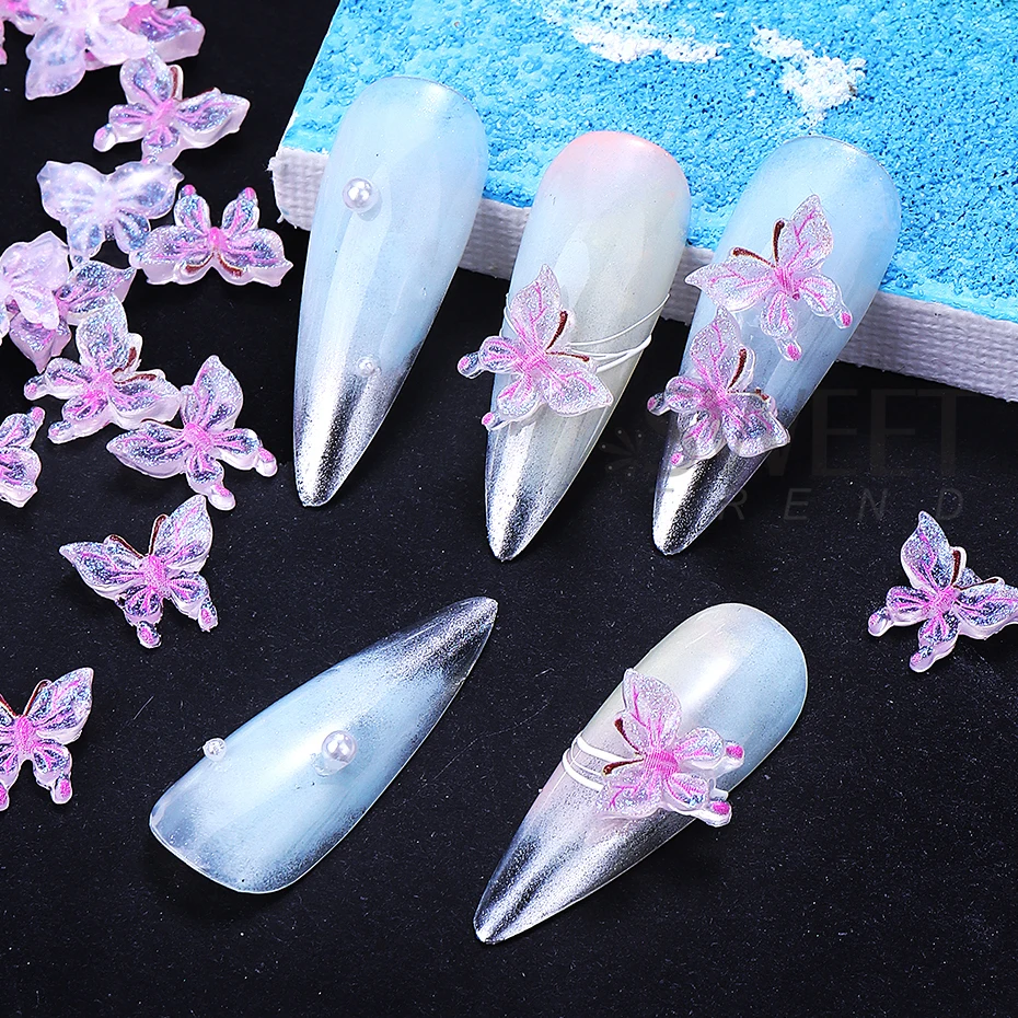 20/50/100 stuks Roze Vlinder Nail Art Decoratie 3D Vlinders Vorm Nail Charm Onderdelen Sieraden Manicure Accessoires Nagelbenodigdheden
