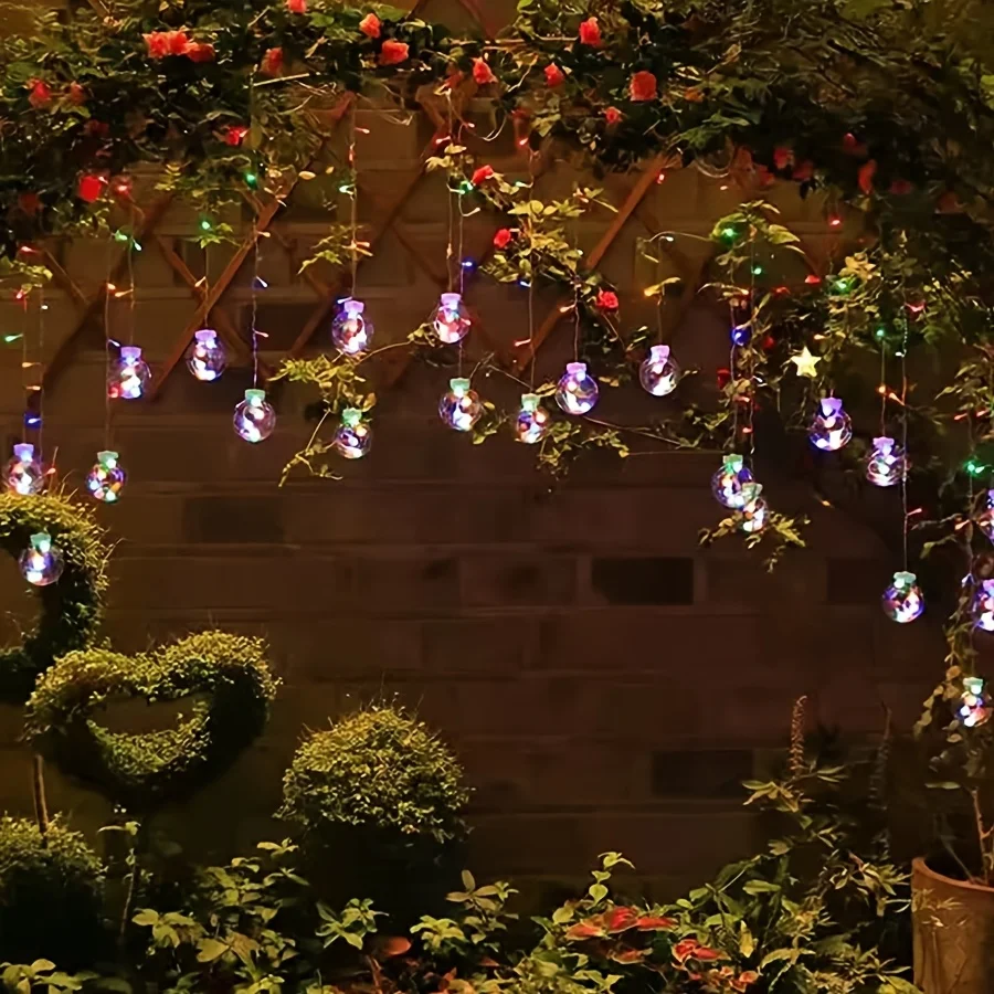 

Solar Curtain Light Remote Control Outdoor Curtain Lamp Waterproof Auto ON/Off for Garden Fence Patio Wall Landscape Xmas Decor