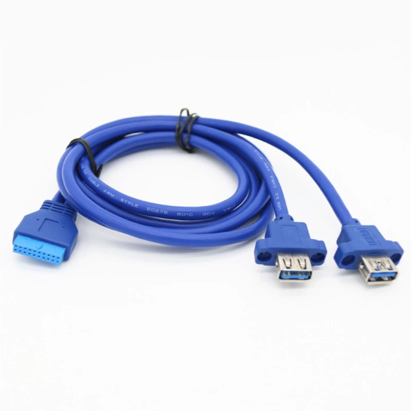 

Dual 2 Port USB3.0 USB A Male to Motherboard Mainboard 20Pin Cable Adapter