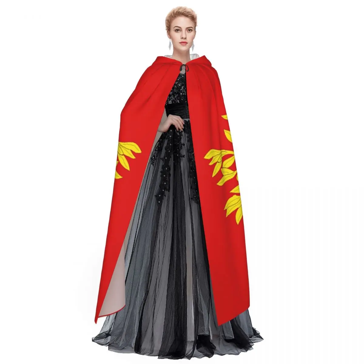 Flag Of Portugal Long Hooded Cloak Witch Medieval Costume Cosplay Cape HalloweenVampire Adult Unisex - view 3
