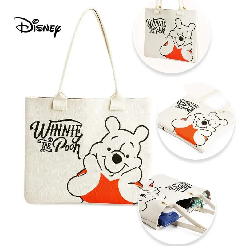 

Милый мультфильм Диснея Винни-Пух, новый стиль, холщовая сумка, большая вместительная сумка для хранения на плечо, свежая холщовая сумка-тоут