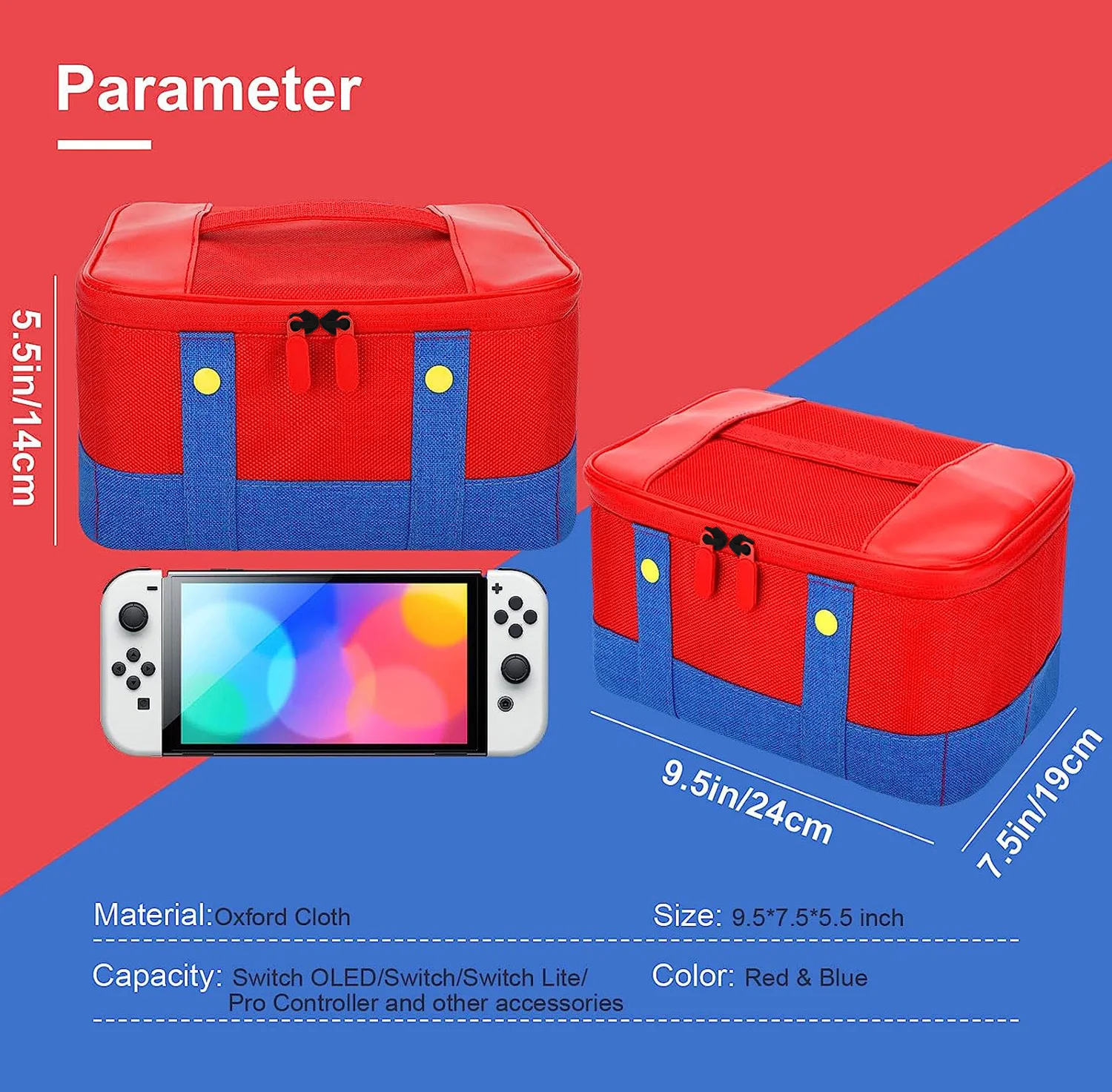 Switch suitcase suitable for Nintendo Switch/Lite/OLED, portable soft shell waterproof protected storage travel suitcase