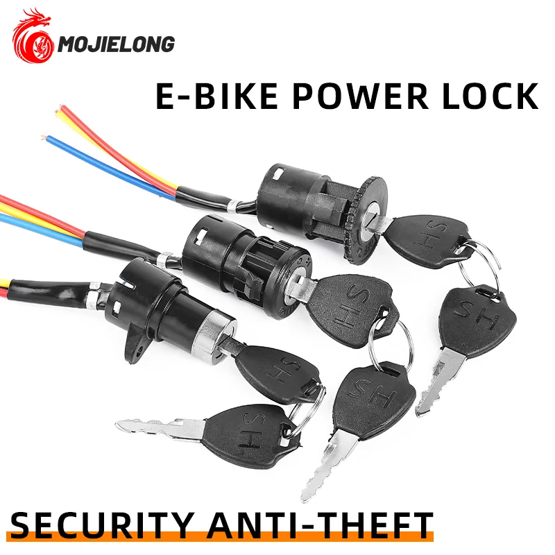 

Electric bicycle ignition switch key, dust-proof portable parts, electric scooter lock with 3-position function + ignition key