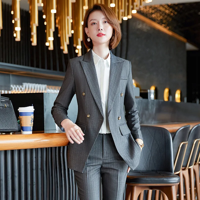 High Sense Suit Women's Spring Work Clothes Temperament Goddess Style Double Breasted9Pants Professional Tailored Suit Coat