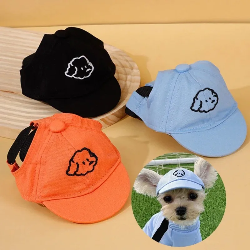 

Fashion Dog Hat Cotton Adjustable Pet Baseball Cap with Ear Holes Cartoon Dog Embroidery Design Hat for Dogs Cats Pet supplies