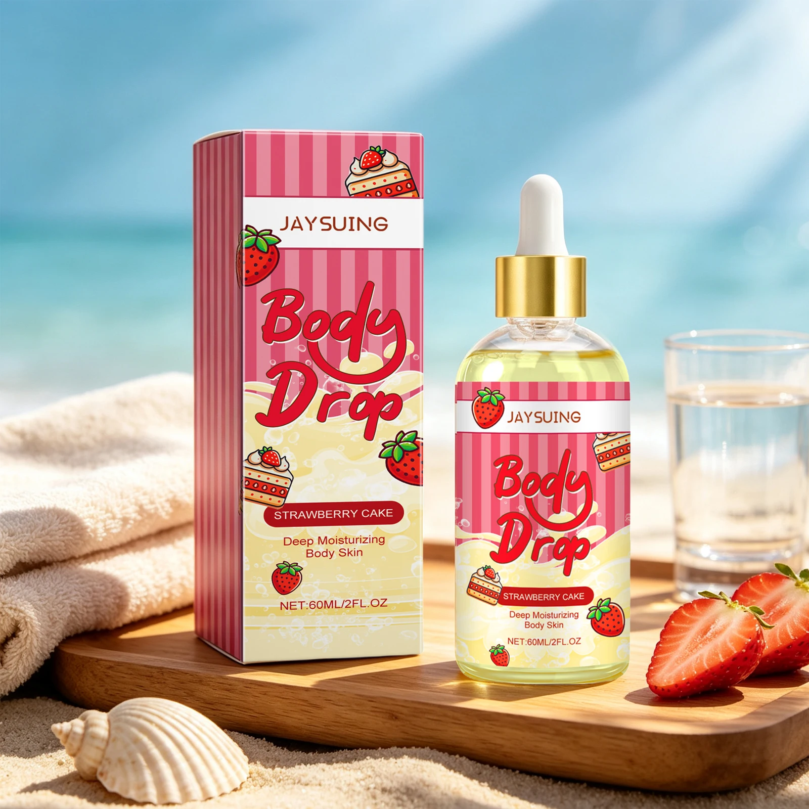 Strawberry Body Brighten Oil For Glowing Skin Massage Moisturizing Belly Firming Smooth Deep Hydration Original Body Essence Oil