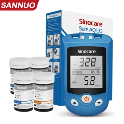 Sinocare 2 in 1 Safe AQ UG Blood Glucose & Uric Acid Meter Blood Sugar Monitor for Pregnant Diabetes Test Strips Glucometer Kit