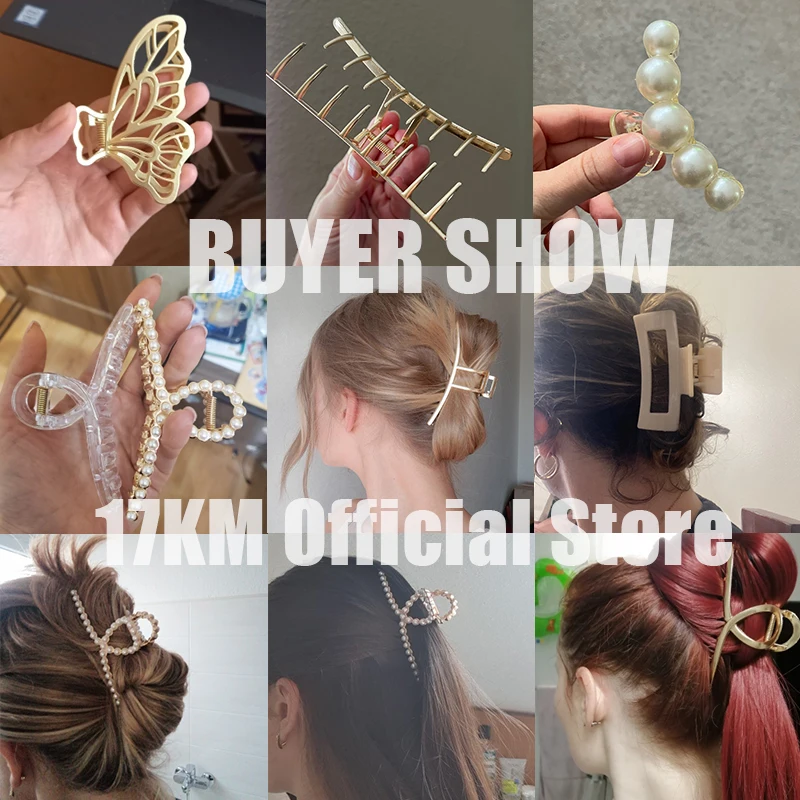 Elegant Gold Color Hair Claws Set Geometric Metal Hair Clips for Women Vintage Plastic Hairpin Trendy Girls Hair Accessories New