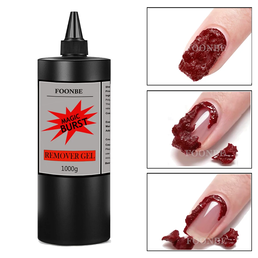 FOONBE Magic Remover Gel Soak off Remover Peel Off Magic Burst Gel Remover Crack Removal Wrap Delete UV Led Gel 1KG Big Capacity