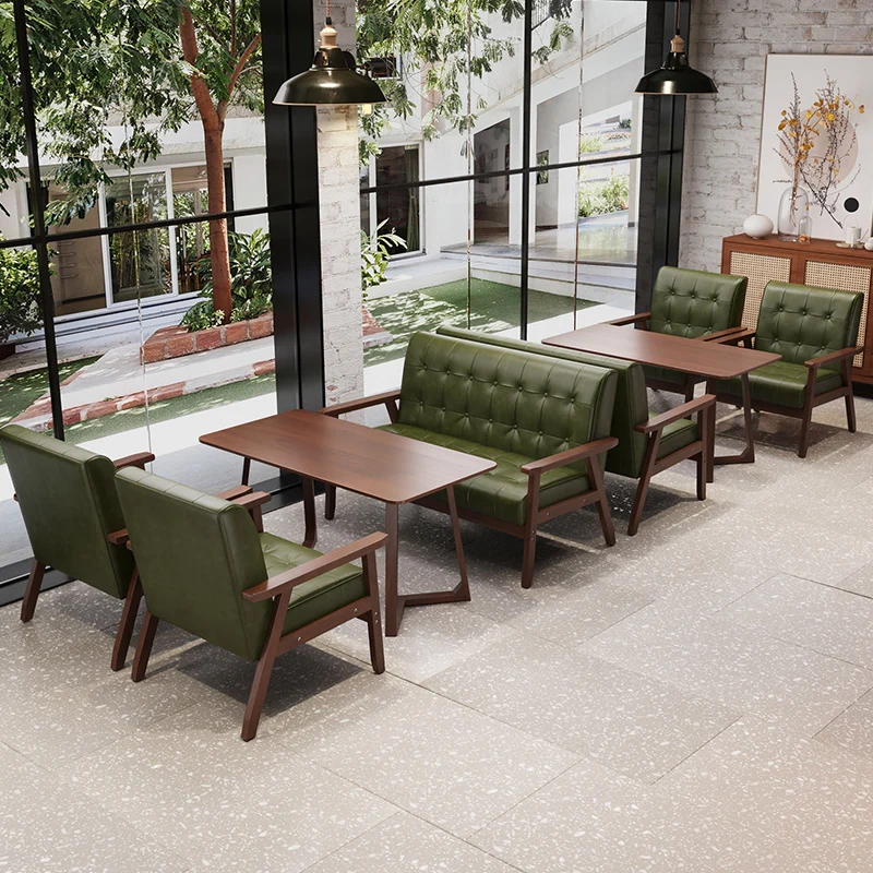 

Retro bar clear bar milk tea shop coffee shop table and chair combination restaurant card seat sofa negotiation pub commercial