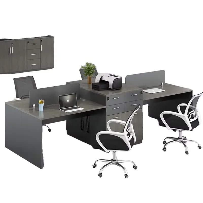 Contemporary Ergonomic White Modular Office Desk Splice Design DIY Assembly Modern Computer Workstation for Office Building