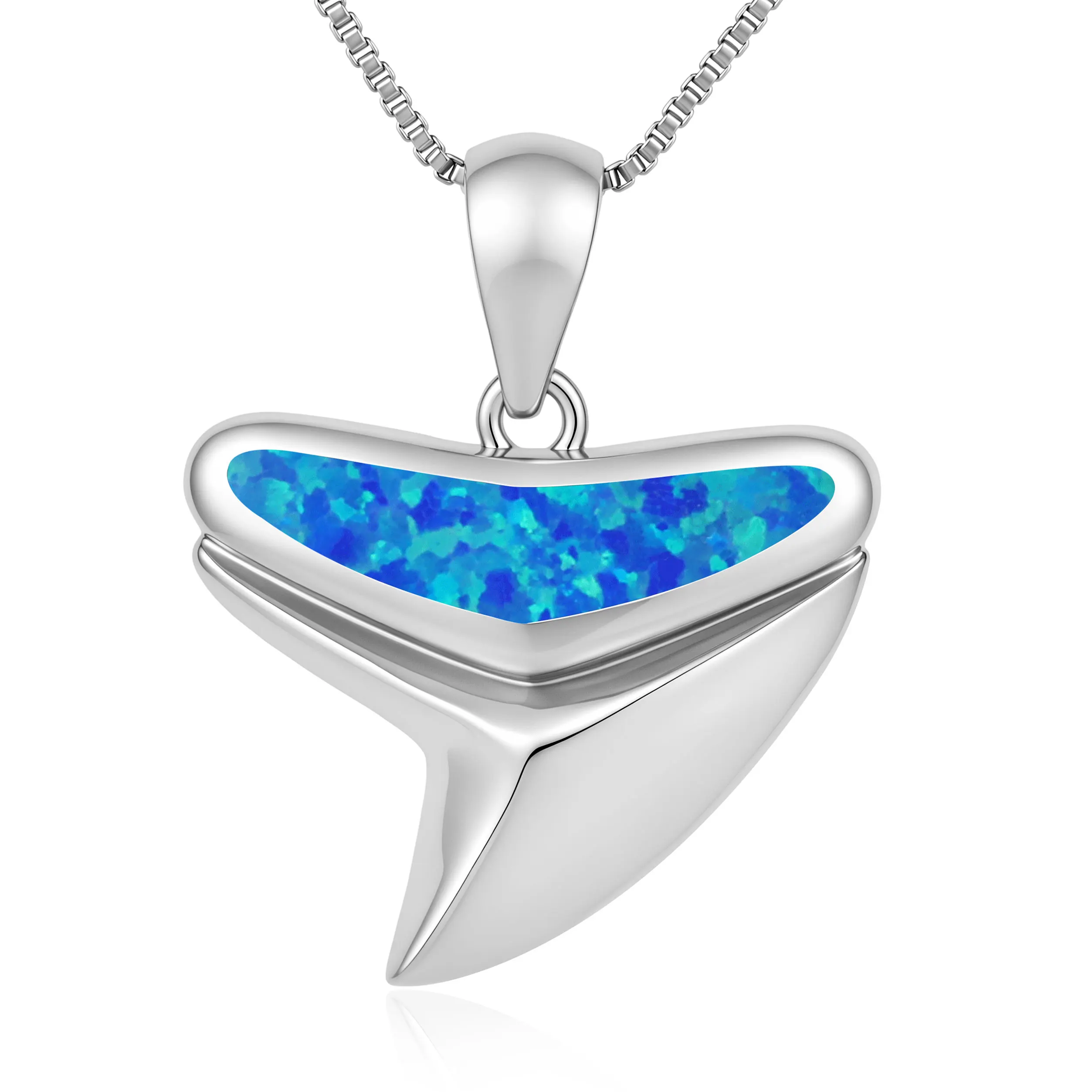 Cool Shark Tooth Opal Pendant Necklace Unique Ocean Marine Style Neck Jewelry Wild Shape Accessory for Daily Birthday Holiday