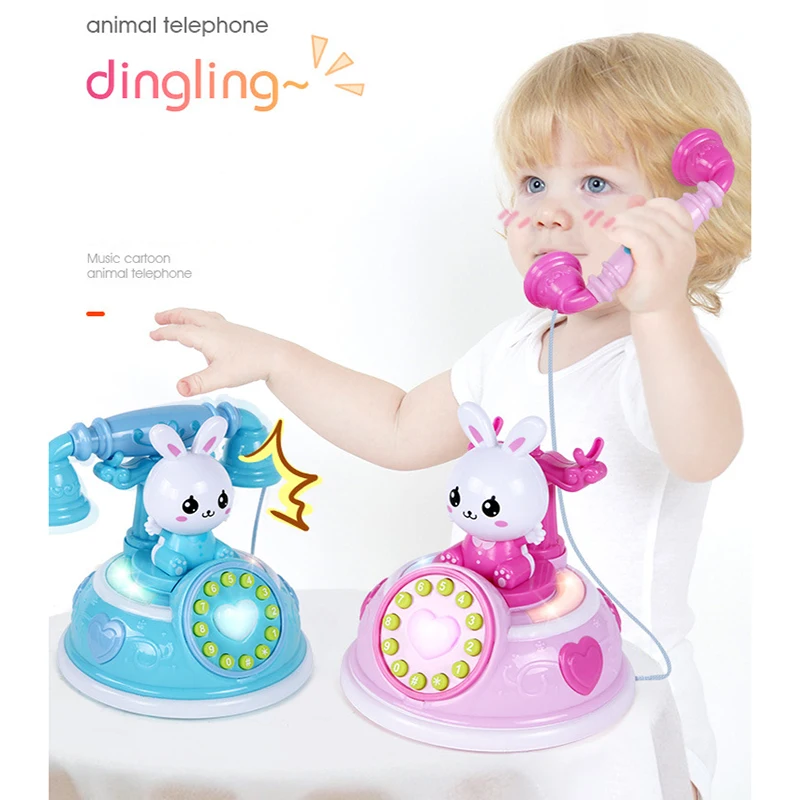 Kids Retro Cartoon Cute Simulation Telephone Creative Baby Early Education Storytelling Machine Telephone Girls Play House Toys